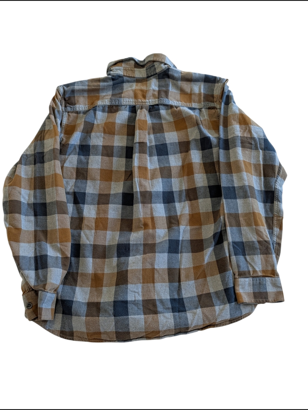 Men's Eddie Bauer Plaid Button-Down Shirt in Brown & Gray - Lightweight Casual - Picture 3 of 6